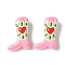 Baking Paint Glass Enamel Beads, Boot with Heart, Pink, 24x17x8~8.5mm, Hole: 1.4mm