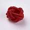 Polyester Weave Beads, Round, Red, 6.5x4.5mm, Hole: 4mm