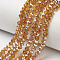 Electroplate Glass Beads Strands, Half Plated, Rainbow Plated, Faceted, Rondelle, Goldenrod, 4x3mm, Hole: 0.4mm, about 109~113pcs/strand, 38~39cm