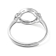 Flat Round Adjustable 925 Sterling Silver Ring Components&nbsp;STER-G042-02P-3