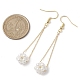 Shell Pearl Beads & Brass Cable Chain Dangle Earrings&nbsp;EJEW-TA00570-3