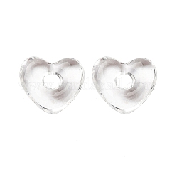Handmade Lampwork Beads, Large Hole Beads, Heart, Clear, 14x15x5mm, Hole: 4mm