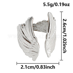 304 Stainless Steel Cuff Open Rings, Wings, Stainless Steel Color, 26mm, Inner Diameter: 21mm