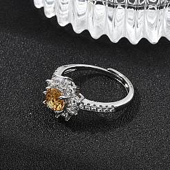 Brass Micro Pave Cubic Zirconia Cuff Open Rings&nbsp;RJEW-D351-01P