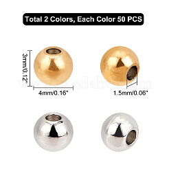100Pcs 2 Color 304 Stainless Steel Smooth Round Beads&nbsp;STAS-DC0006-07