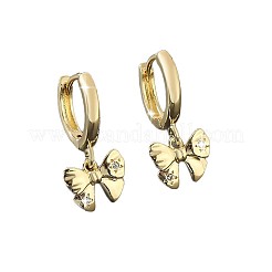 Brass Micro Pave Cubic Zirconia Bowknot Hoop Dangle Earrings for Women&nbsp;WG84F56-01