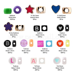588Pcs 13 Styles Geometry & Star & Heart & Flower Acrylic Beads&nbsp;DIY-FS0002-04