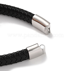 Men's Braided Black PU Leather Cord Bracelets&nbsp;BJEW-K243-38AS