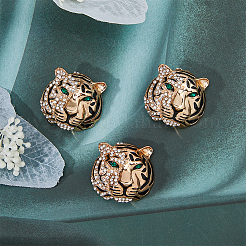 3Pcs Rhinestone Tiger Head Brooch Pin&nbsp;JEWB-HY0001-02