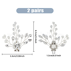2 Pairs Detachable ABS Imitation Pearl & Rhinestone Flower Shoe Decoration&nbsp;AJEW-HY0001-20