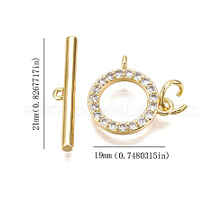 5Pcs Brass Micro Pave Clear Cubic Zirconia Toggle Clasps&nbsp;KK-CJ0002-03A