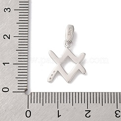 925 Sterling Silver Micro Pave Clear Cubic Zirconia Pendants&nbsp;STER-H117-01P-11