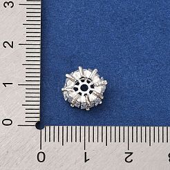 Brass Micro Pave Clear Cubic Zirconia Beads&nbsp;KK-D378-24S-02