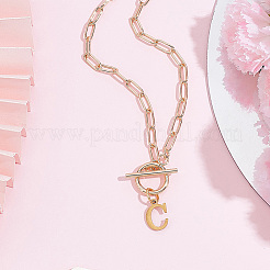 304 Stainless Steel Letter Pendant Necklaces&nbsp;NJEW-LP0001-52C-G