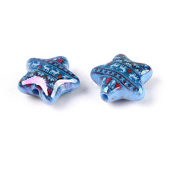 Christmas UV Plating Printed Opaque Acrylic Beads&nbsp;MACR-N018-06D