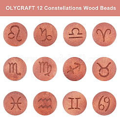 120Pcs 12 Style Laser Engraved Wood Beads&nbsp;WOOD-OC0002-46