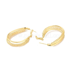Clear Cubic Zirconia Mesh Round Hoop Earrings&nbsp;EJEW-F308-10G