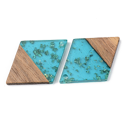 Transparent Resin & Walnut Wood Pendants&nbsp;X-RESI-S389-012A-B03