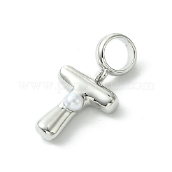 Rack Plating Brass with ABS Plastic Pearl European Dangle Charms&nbsp;KK-G501-02T-P