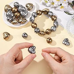 32Pcs 4 Styles Printed Acrylic Beads&nbsp;PACR-FS0001-12
