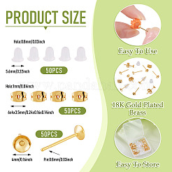 50Pcs Brass Earring Settings&nbsp;KK-TA0008-38C