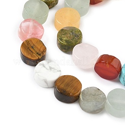 Natural Mixed Stone Flat Round Beads strands&nbsp;G-M454-B01