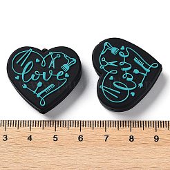 Food Grade Heart with Word Love Silicone Focal Beads&nbsp;SIL-NH0001-01C