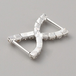 Silver Plated Brass Rhinestone Connector Charms&nbsp;RB-WH0001-03