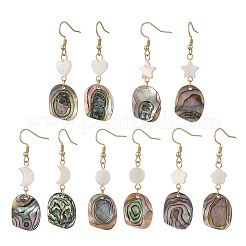 Natural Freshwater Shell & Paua Shell 304 Stainless Steel Dangle Earrings for Women&nbsp;EJEW-JE07503