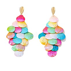 Plastic & Alloy Dangle Stud Earrings&nbsp;WG5FFAC-01