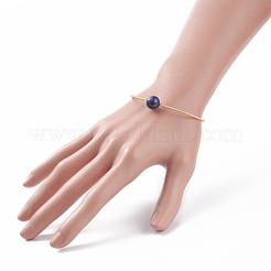 Natural Pearl & Lapis Lazuli(Dyed) Round Beaded Wrap Cuff Bangle&nbsp;BJEW-JB07923-02