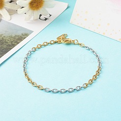 Two Tone 304 Stainless Steel Cable Chains Bracelets&nbsp;BJEW-JB06541