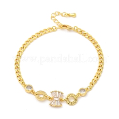 Brass Micro Pave Clear Cubic Zirconia Link Bracelets&nbsp;BJEW-U020-08G
