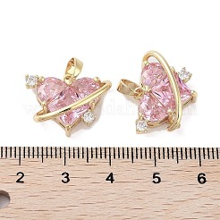 Valentine's Day Heart Charms Rack Plating Brass Micro Pave Pearl Pink Cubic Zirconia Charms&nbsp;KK-G482-14G