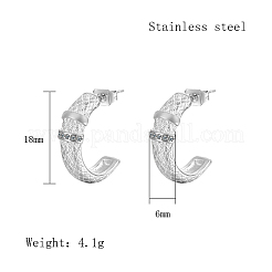 304 Stainless Steel Rhinestone Arch Stud Earrings&nbsp;GH0398-2
