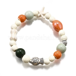 Porcelain Beads & Synthetic Howlite Beads Stretch Bracelets for Women&nbsp;BJEW-D307-02B