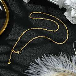 2mm Rack Plating Brass Rope Chain Adjustable Slider Necklaces for Women Men&nbsp;MAK-L044-06G