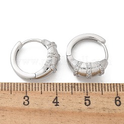 Brass Clear Cubic Zirconia Hoop Earrings&nbsp;EJEW-Q014-21P
