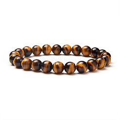 Natural Tiger Eye Round Beads Stretch Bracelets&nbsp;BJEW-N301-8mm-03