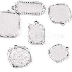 6Pcs 6 Styles 304 Stainless Steel Pendant Cabochon Settings&nbsp;STAS-TA0005-71P