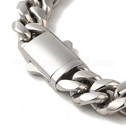 Non-Tarnish 304 Stainless Steel Cuban Link Chain Bracelets for Women Men&nbsp;BJEW-Q341-14D-P