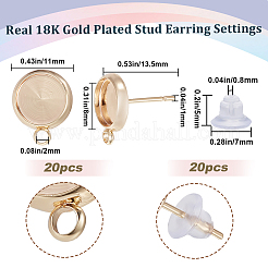 20Pcs Brass Flat Round Stud Earring Settings&nbsp;KK-BBC0009-20
