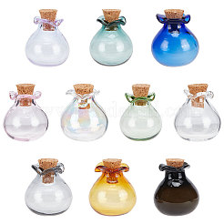 10Pcs 10 Colors Lucky Bag Shape Glass Cork Bottles Ornament&nbsp;AJEW-PH0004-64