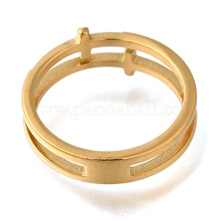Ion Plating(IP) 304 Stainless Steel Micro Pave Clear Cubic Zirconia Cross Finger Rings for Women&nbsp;RJEW-B066-09G