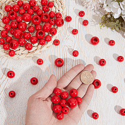 Spray Painted/Dyed Round Natural Schima Wood Beads&nbsp;WOOD-PA0001-80