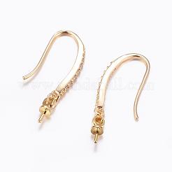 Brass Micro Pave Cubic Zirconia Earring Hooks&nbsp;KK-F714-01G