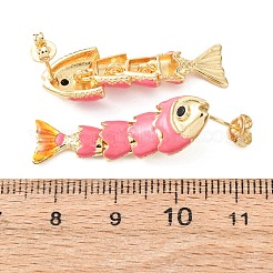 Fish Brass Micro Pave Cubic Zirconia Dangle Stud Earrings&nbsp;EJEW-C174-05G
