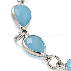 Heart Faceted Glass Link Chain Bracelets&nbsp;BJEW-C059-01A-P