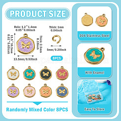 8Pcs 304 Stainless Steel Enamel Pendants&nbsp;STAS-TA0006-13B