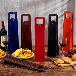 6Pcs 6 Colors PU Imitation Leather Single Wine Bottle Reusable Packaging Bags with Hole Handles&nbsp;ABAG-HY0001-19